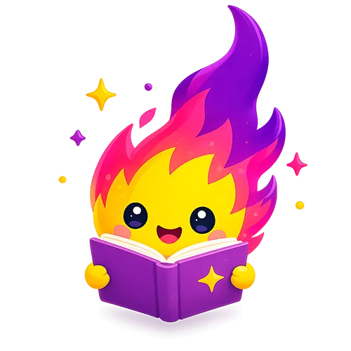 Ella, the EllaTales mascot, happily reading a book.