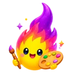 EllaTales mascot with painter palette and brush