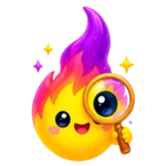 EllaTales mascot holding a magnifying glass