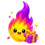 EllaTales mascot holding a wrapped gift