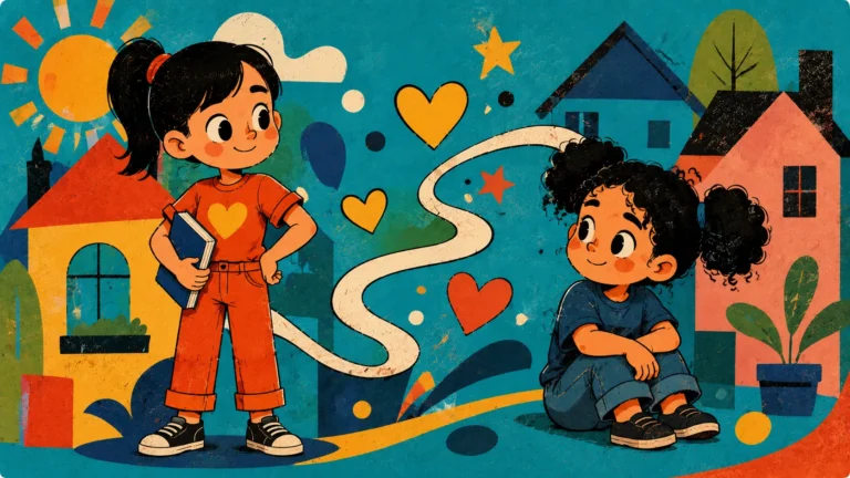 Friends from Two Worlds, two girls learning empathy and friendship across different family lives