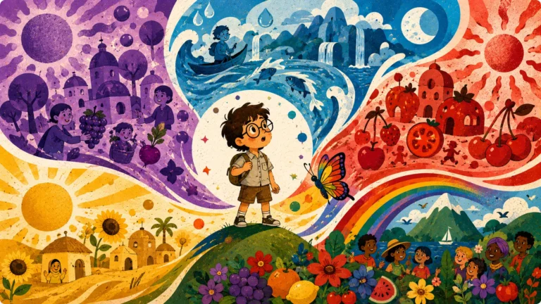 Lionel surrounded by colorful fantasy worlds while searching for the perfect place